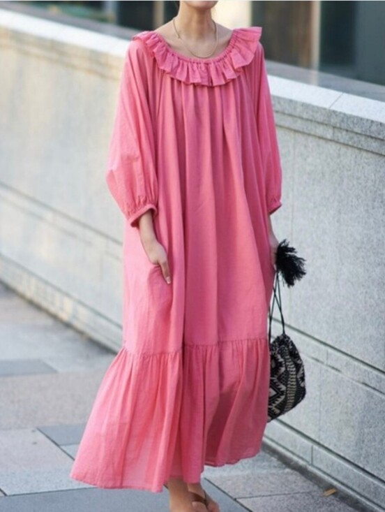 Audrey & Jonh Wad Dresses & Skirts - AUDREY AND JOHN WAD FRILL NECK LONG SLEEVES DRESS OVERSIZE ONE SIZE FITS ALL